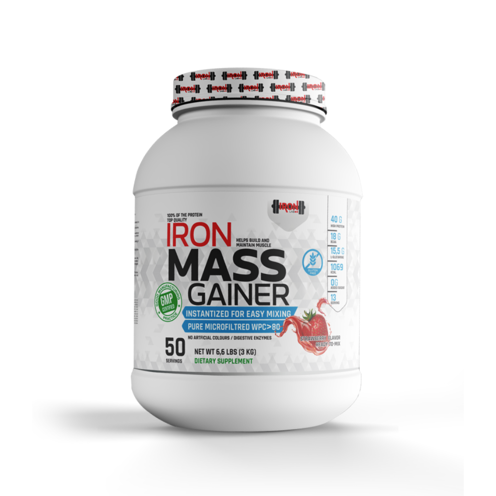 Iron Mass Gainer 3KG - Goût Fraise + shaker 🎁