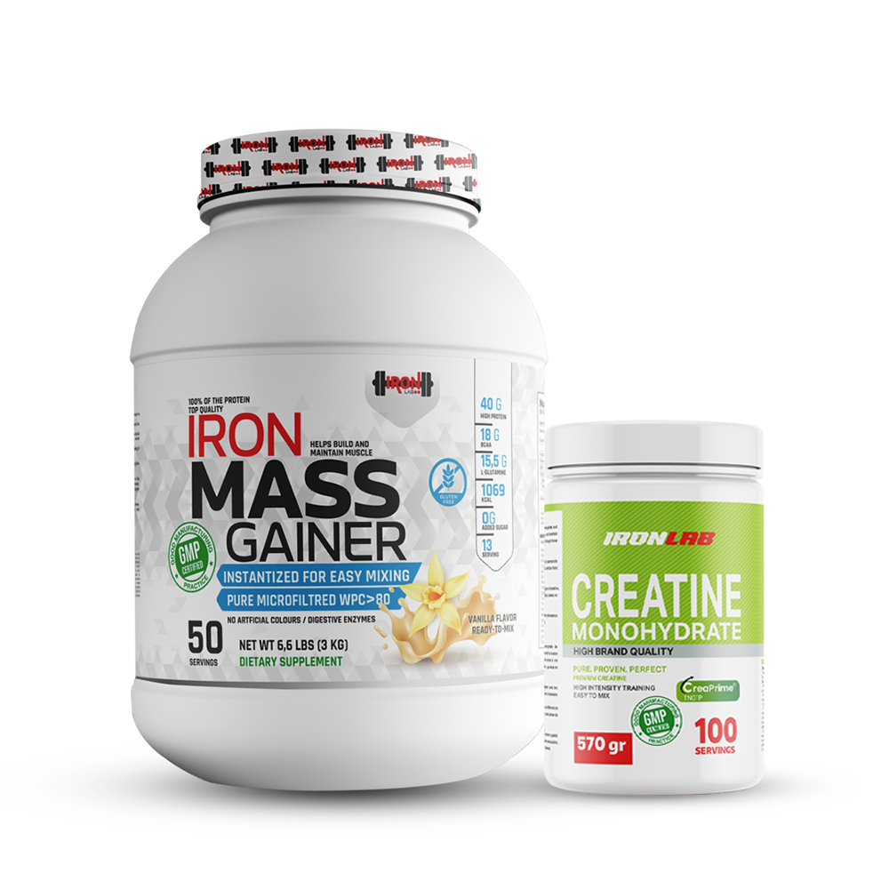 Pack Mass Gainer 3KG Vanille + Créatine Monohydrate 500g Creaprime®